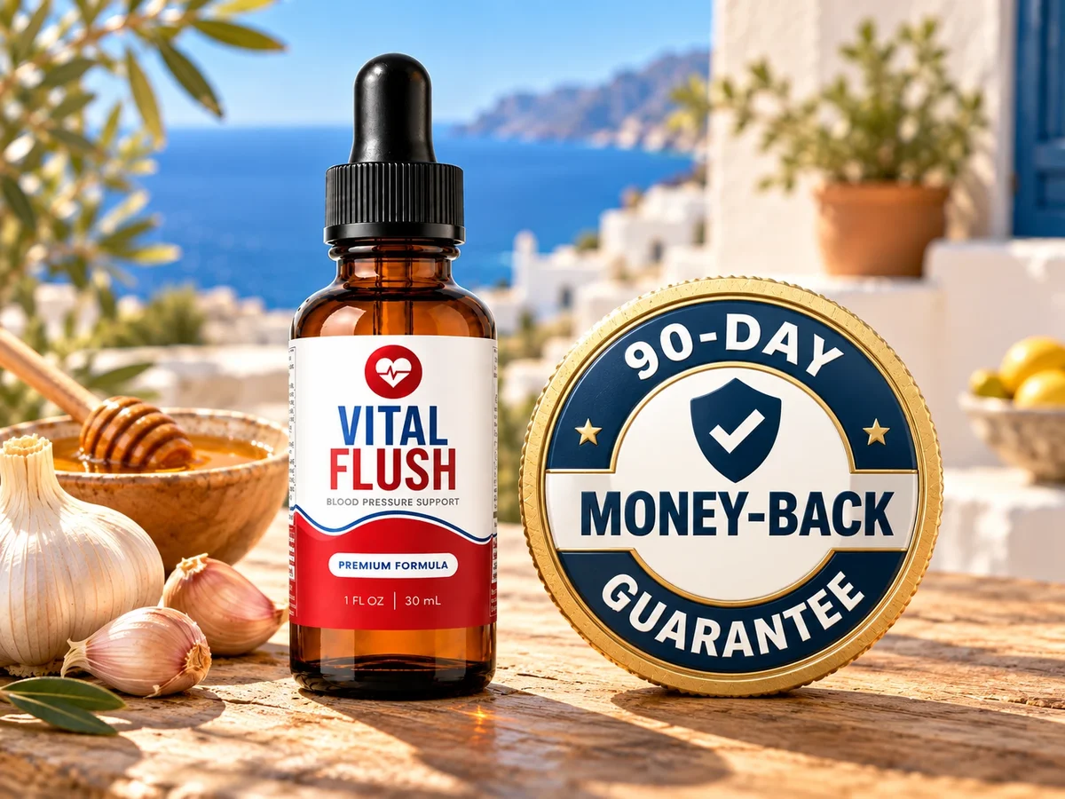 VitalFlush bottle with its 90-day money-back guarantee